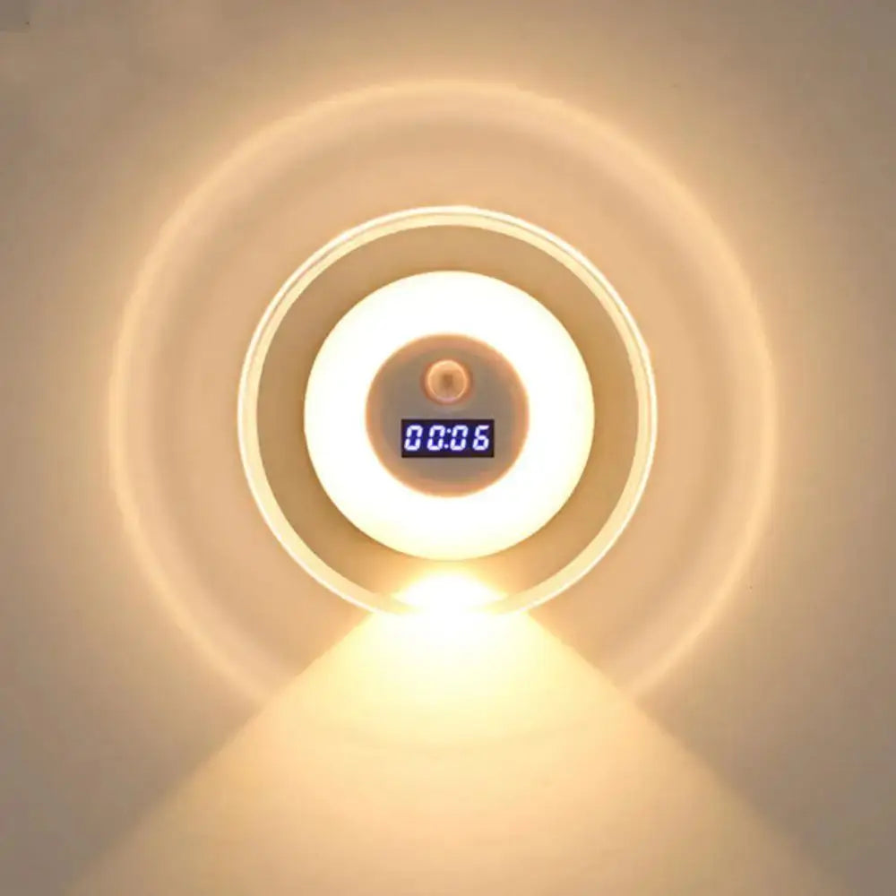 Stepless Dimming Dimmable Bedside Lamp Wall Light Spotlight Digital Clock Lamp Small Size Human Body Sensing Vue