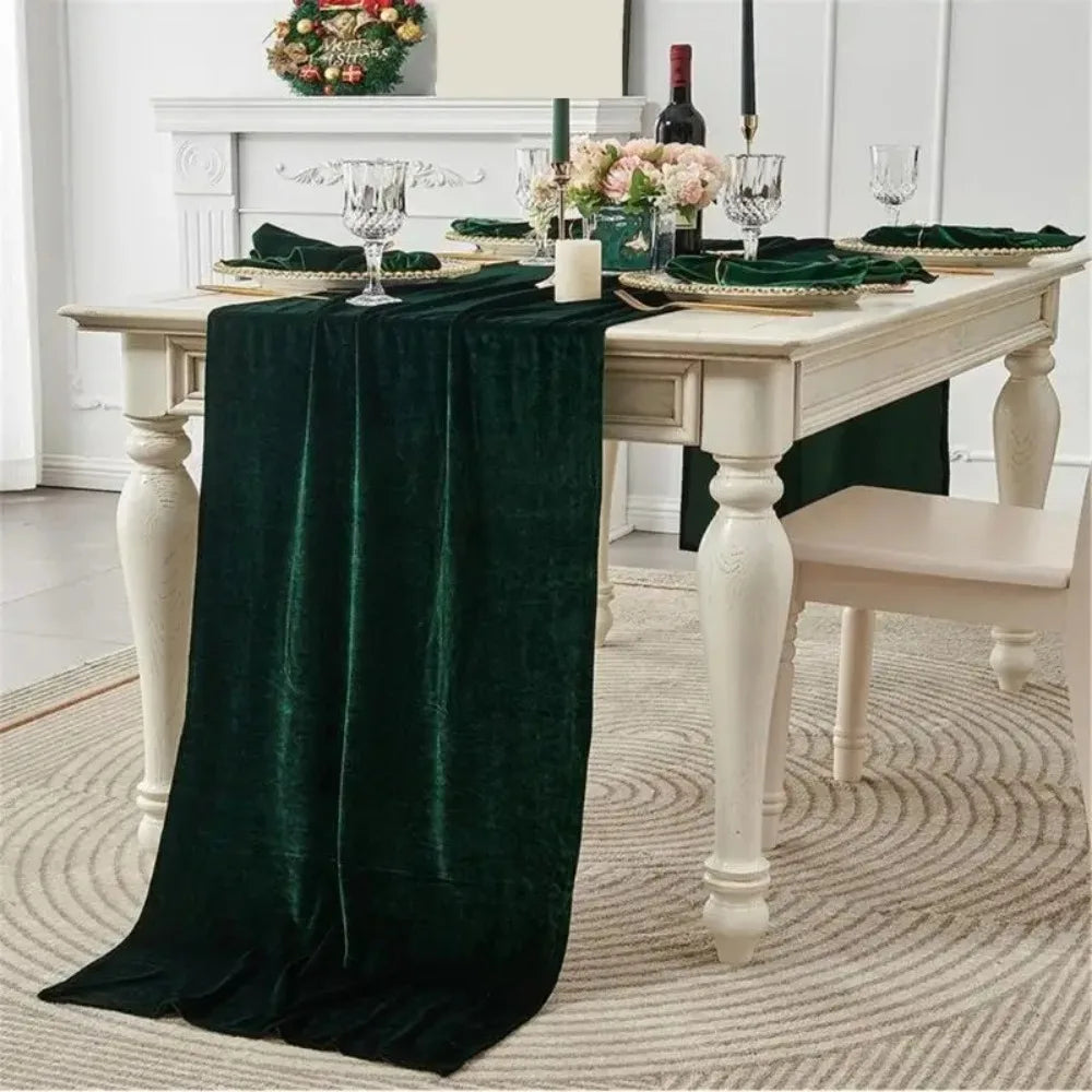 Table Decoration European Style Velvet Table Runner Extended Non-slip Wedding Table Cloth Rectangular Table Linen Hotel Vue