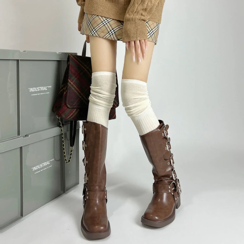 1-10Pairs Over Knee High Socks for Women Thin Solid Color Stackable Ribbed Knit Long Stockings Casual Streetwear Vue