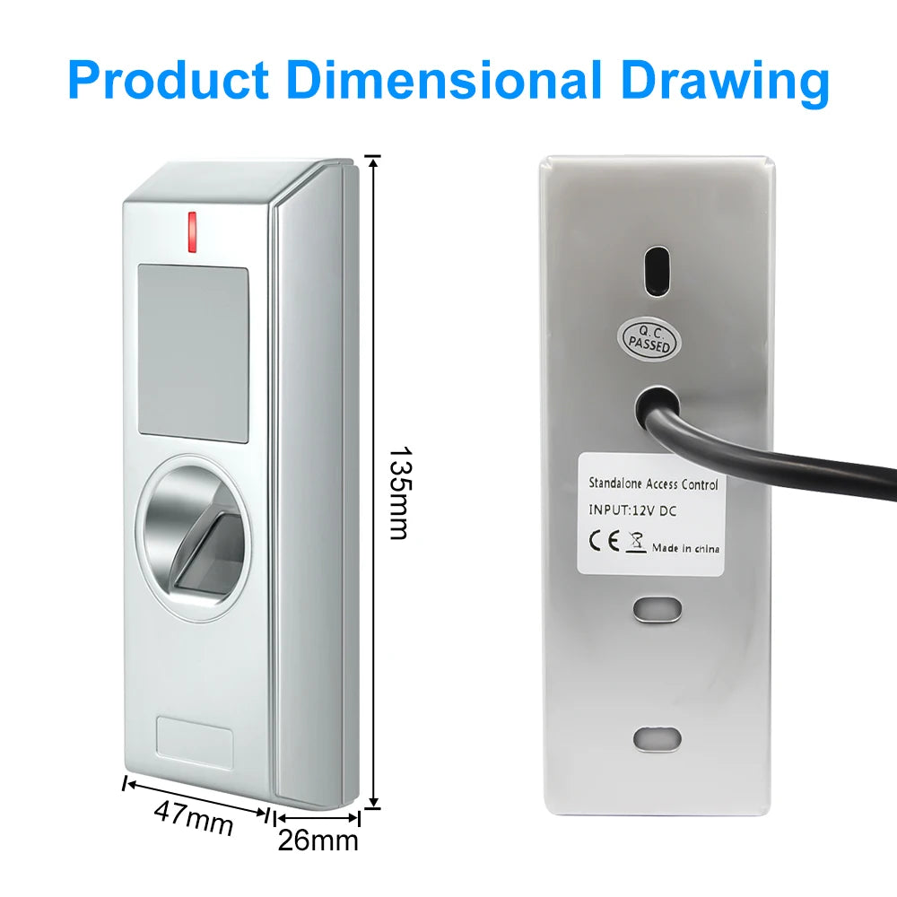IP66 Metal Biometric Fingerprint Standalone Access Control System Rfid Card Reader with WG26-44 Door Access Controler 2000 Users Vue