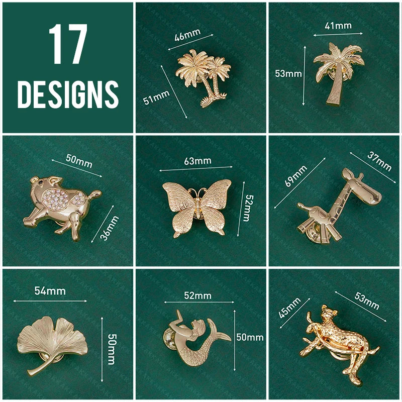 KAK Plant Animal Shape Furniture Handle Copper Color Drawer Knobs Retro Dresser Knobs Gold Kitchen Handles Door Pulls Hardware Vue
