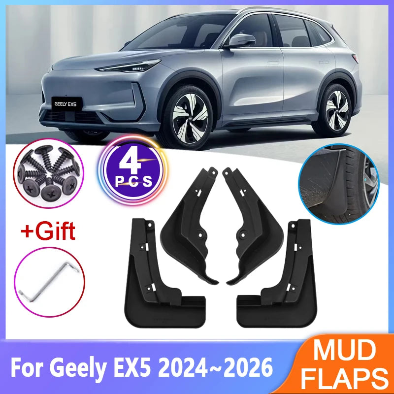 Car Mudguards For Geely EX5 Galaxy E5 2024 2025 2026 Anti-splash Mud Flap Guard Fender Wheel Front Rear Mudflap Accessories 4PCS Vue