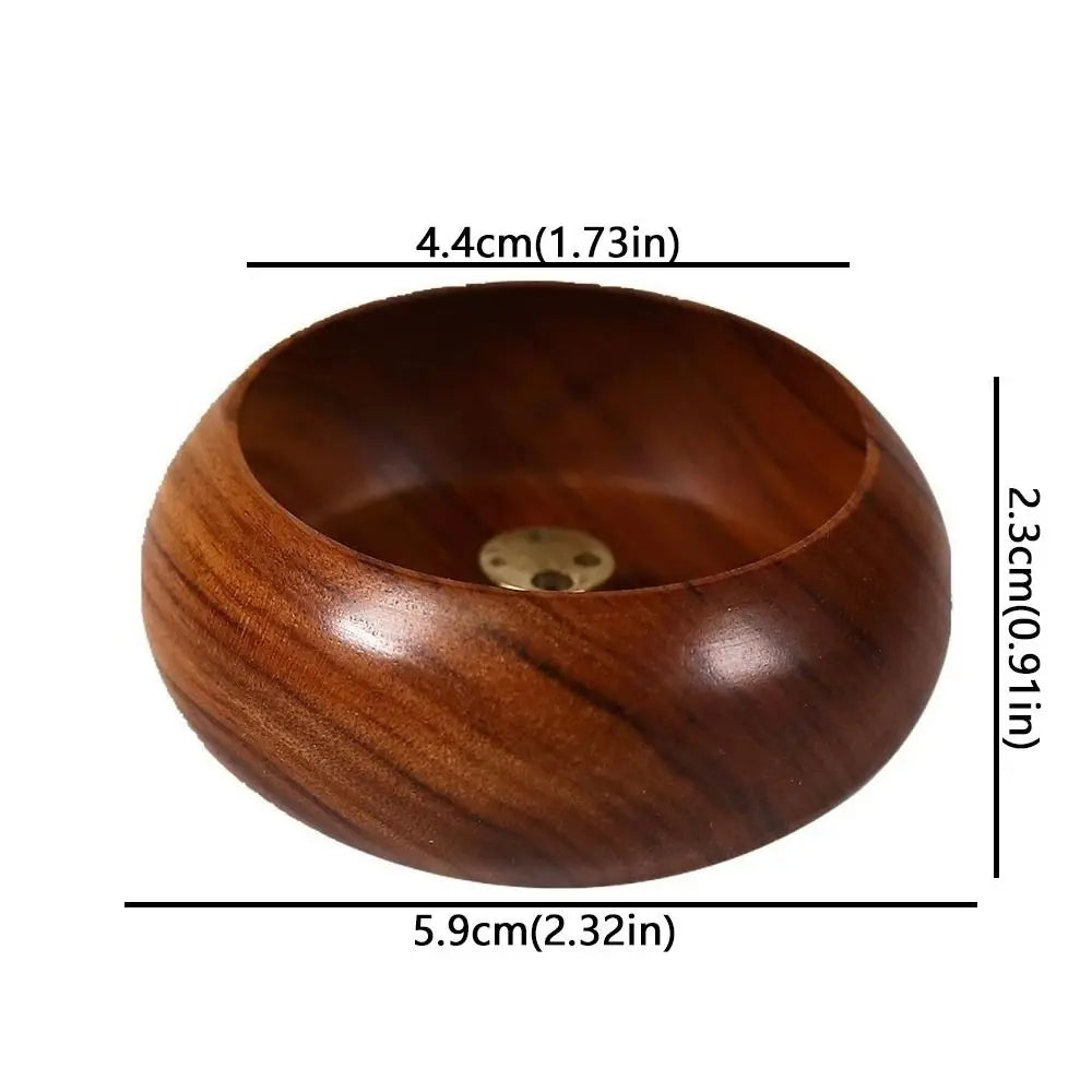 4 Holes Wooden Incense Holder Solid Wood Handcrafted Stick Holder Smooth Polished Retro Bowl Shape Censer Desktop Decor Vue