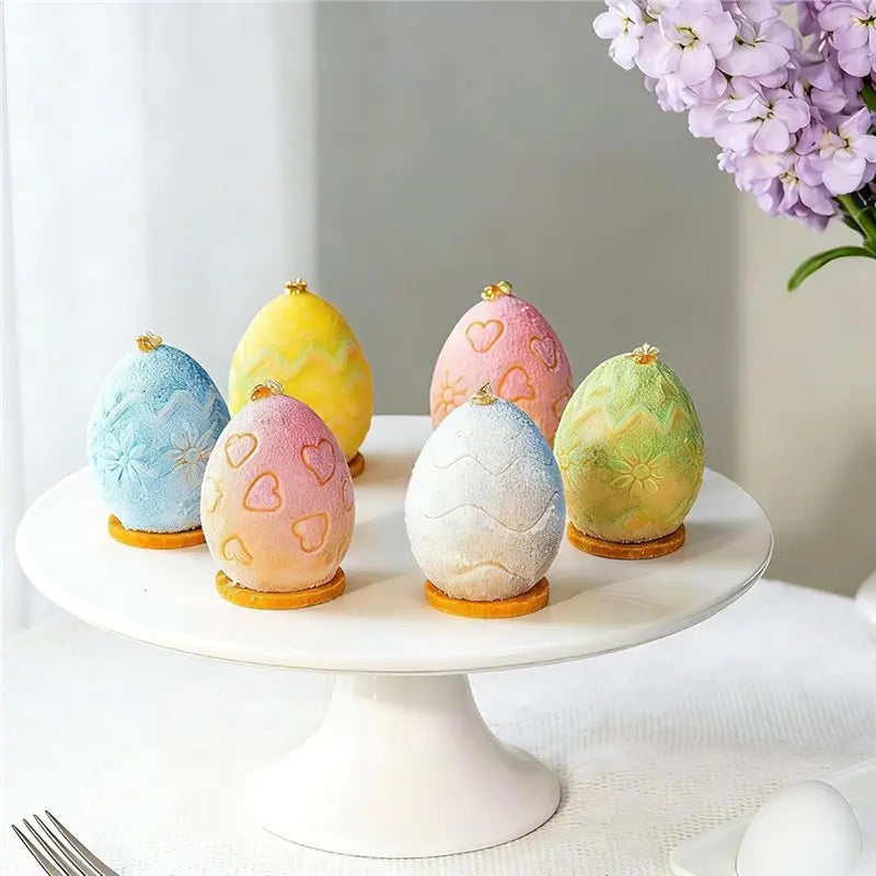ABKW-2Packs Silicone Easter Chocolate Molds 6-Cavity Egg-Shaped - Reusable Vue