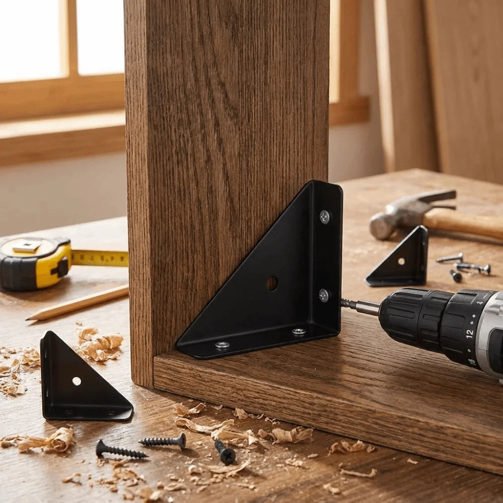 12Pcs Thick Triangle Corner Brackets L-Brackets Heavy Duty Furniture Corner Brace 90 Degree Convenient Angle Code Vue