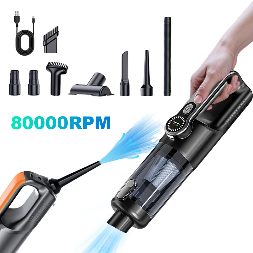 17000PA Car Vacuum Cleaner Rechargeable High Power Mini Vacuum Cleaner with LED Light Portable Cordless Compressed Air Duster Vue