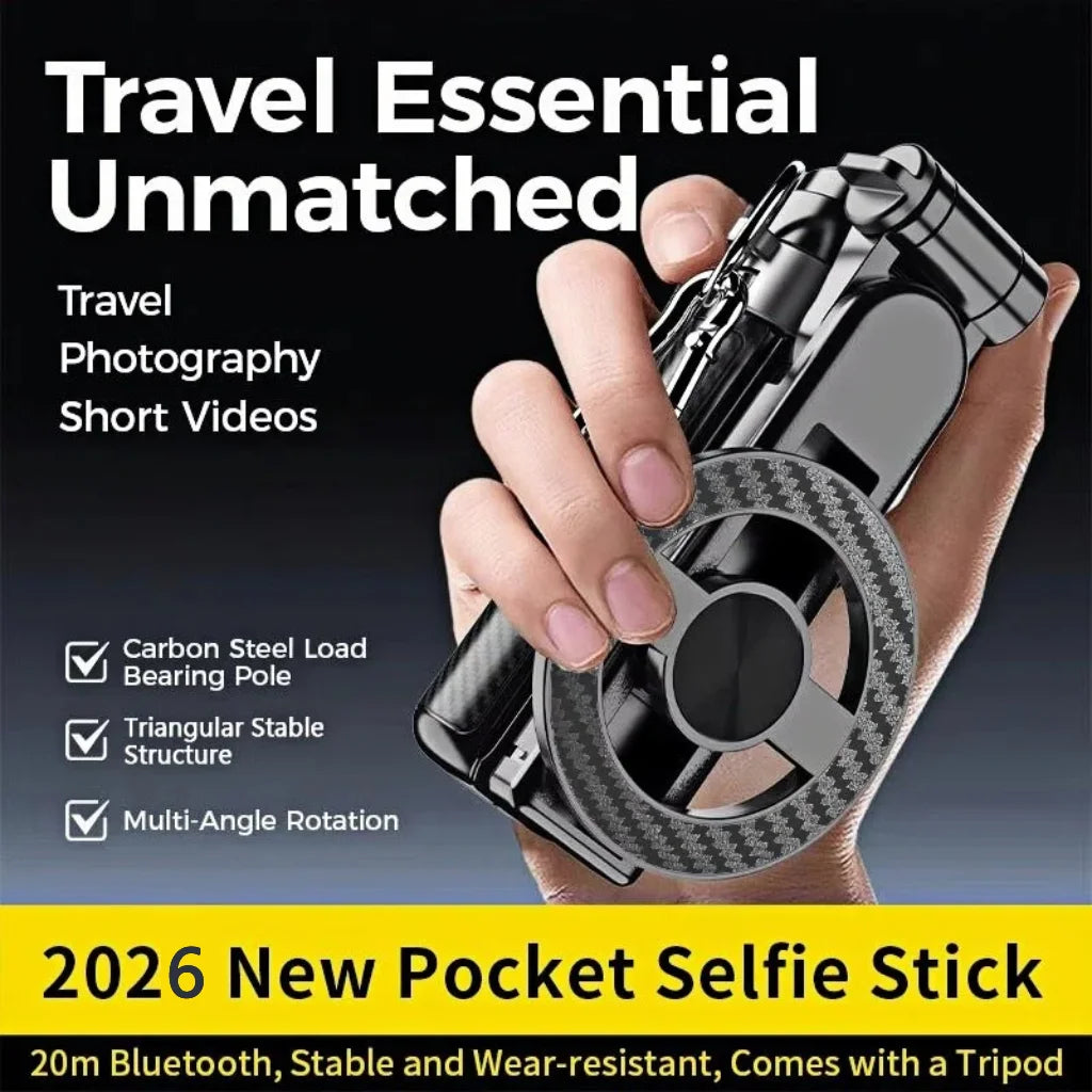 4-in-1 Multifunctional Magnetic mini Selfie Stick with 360° Rotation Wireless Bluetooth Control Magnetic Phone Holder Vue Default Title