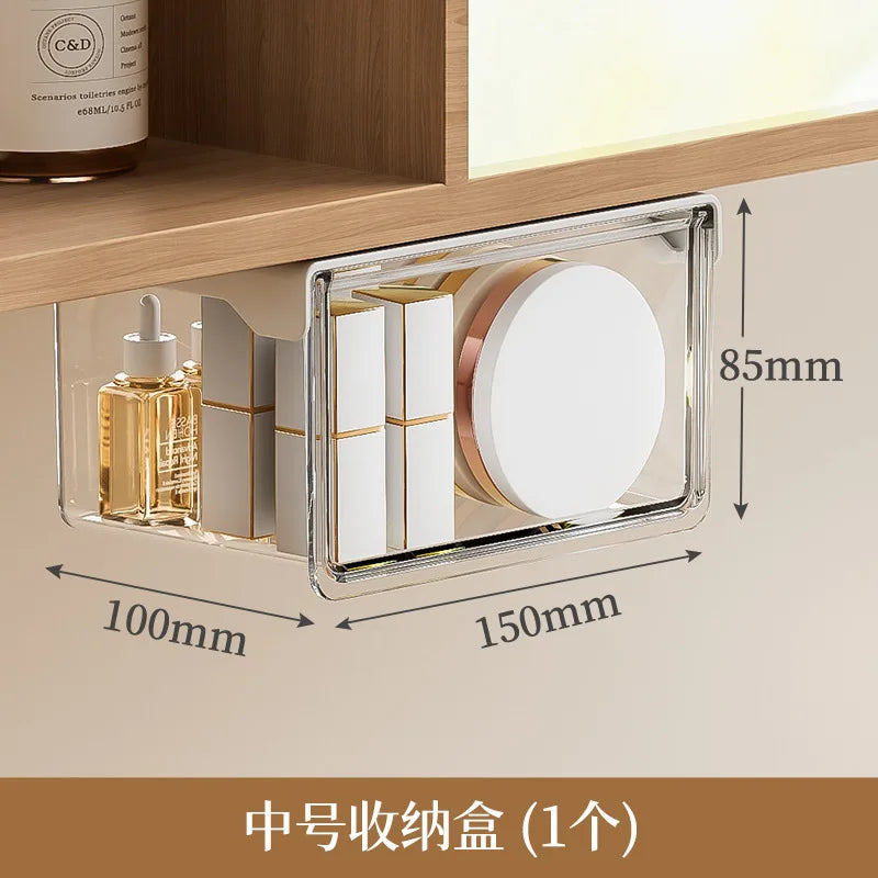Plastic Drawer Style Storage Box Self Adhesive Large Capacity Makeup Storage Container Transparent Space Saving Vue GQ220133-M