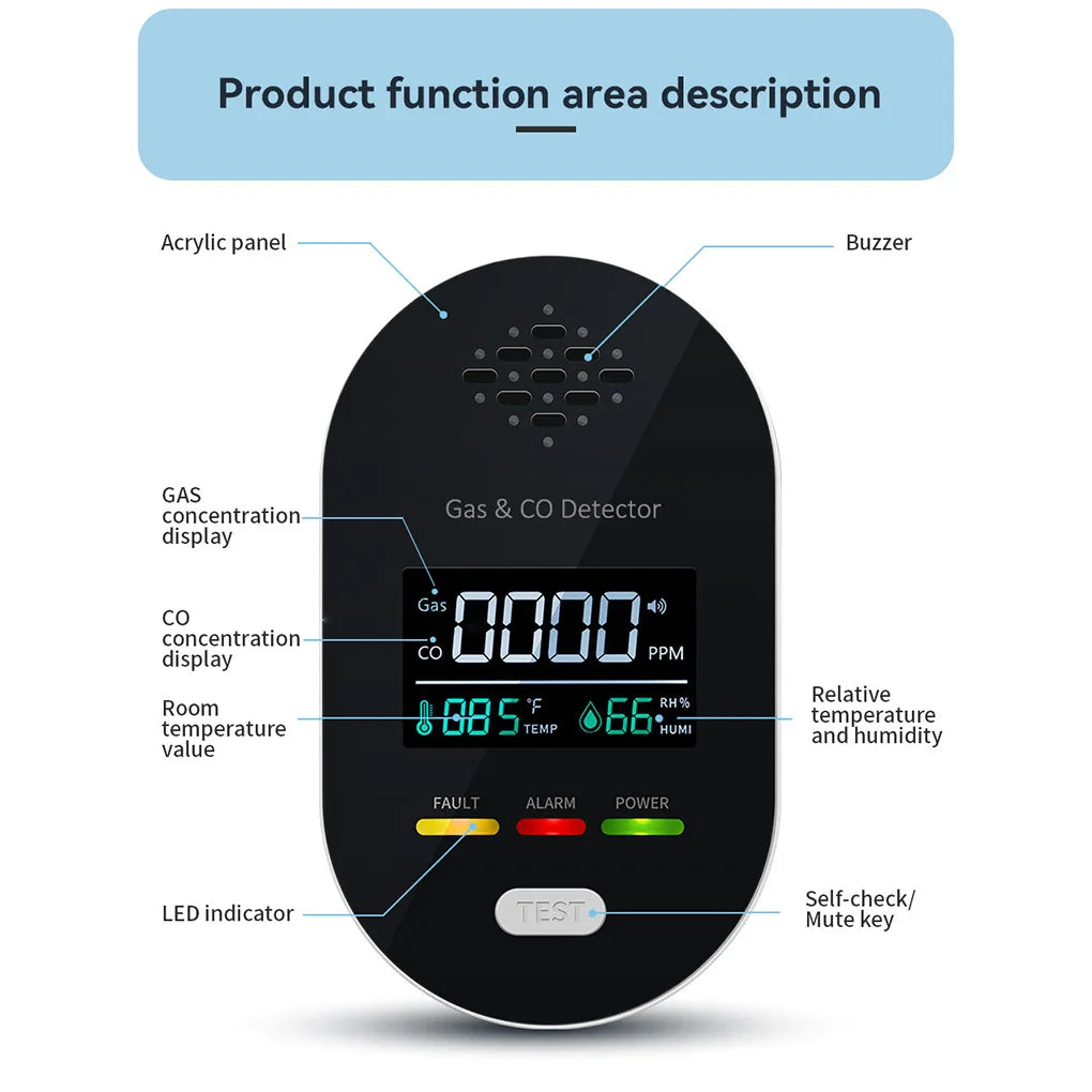 XY-CGTW01 Mini CO Detector Portable Carbon Monoxide Tester Multifunctional Air Quality Monitor Temperature and Humidity Meter Vue