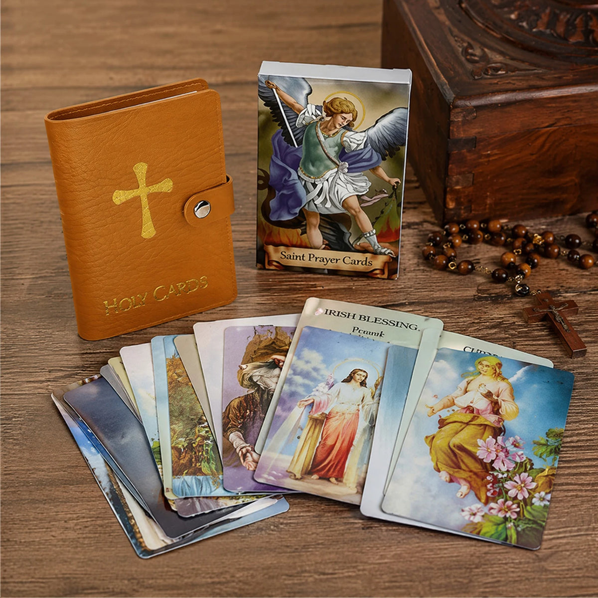 Prayer Saint Card Set – Real Leather Wallet Holder Case Leather Card Wallet Vue