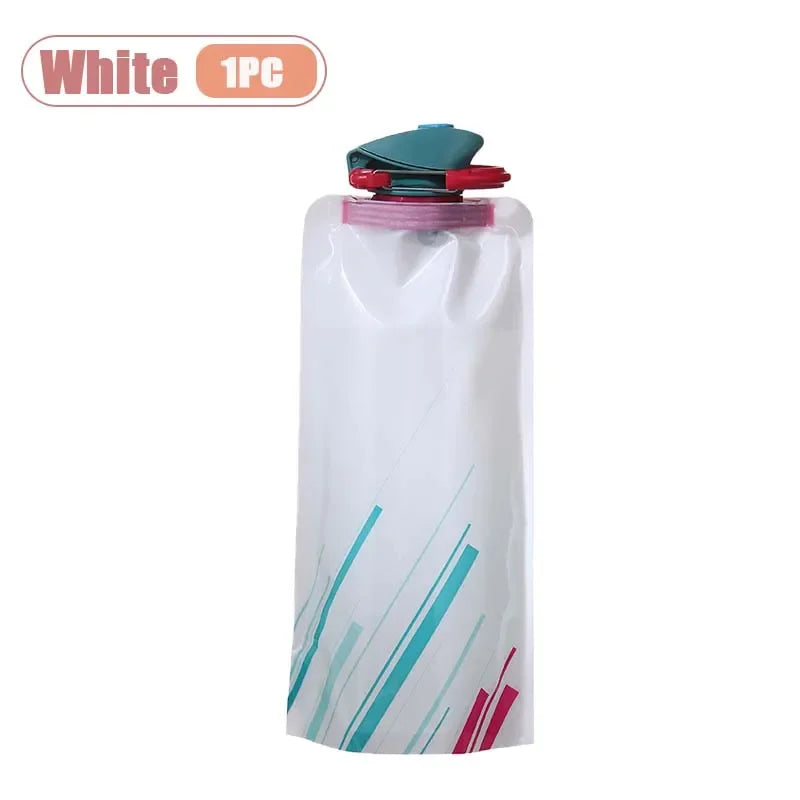 700ml Collapsible Soft Water Bag Portable Outdoor Hydration Bladder for Hiking Cycling Music Festival Stuff Vue White-1PC