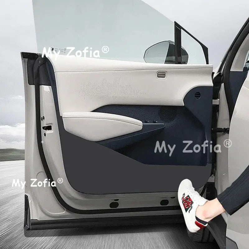Leather Car Door Anti-Kick Pad Inner Door Sill Plate Anti-Dirty Protective Cover Auto Interior Accessories For Zeekr X 2026 2027 Vue
