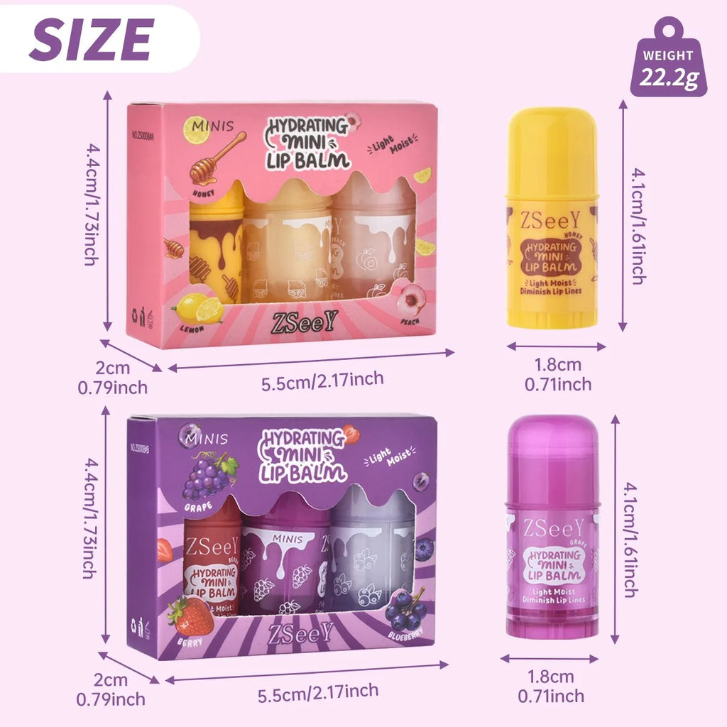 3pcs/set New Fruits Lip Balm Set Moisturizing Nourishing Hydrating Lipstick Kits Lips Oil Moisturizing and Non Greasy Vue