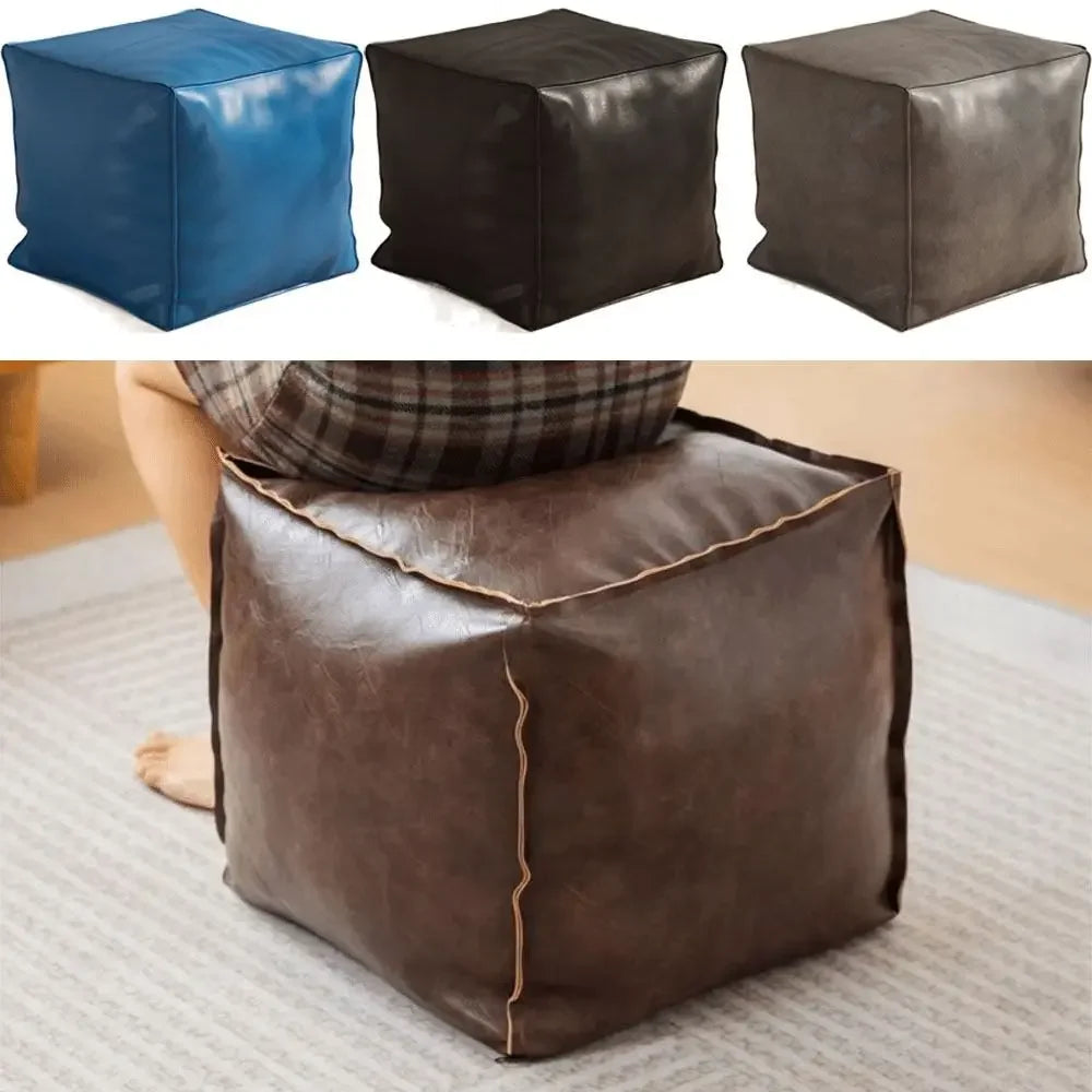 Foot Rest Non-Slip Storage Stool Waterproof Large Capacity PU Leather Ottoman Stackable Square Leather Pouf Tatami 발받침대 스툴 Vue