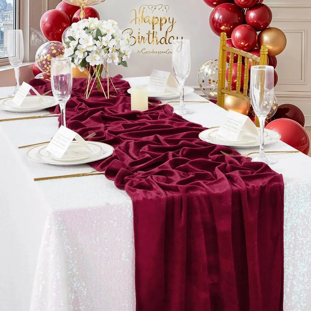 Table Decoration European Style Velvet Table Runner Extended Non-slip Wedding Table Cloth Rectangular Table Linen Hotel Vue
