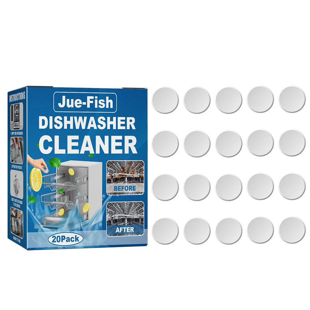 20pcs Dishwasher Cleaner Removes Limescale Build Up and Odor Descaling Tablets Strong Oil Stain Removal Kitchen Cleaning Tools Vue Default Title