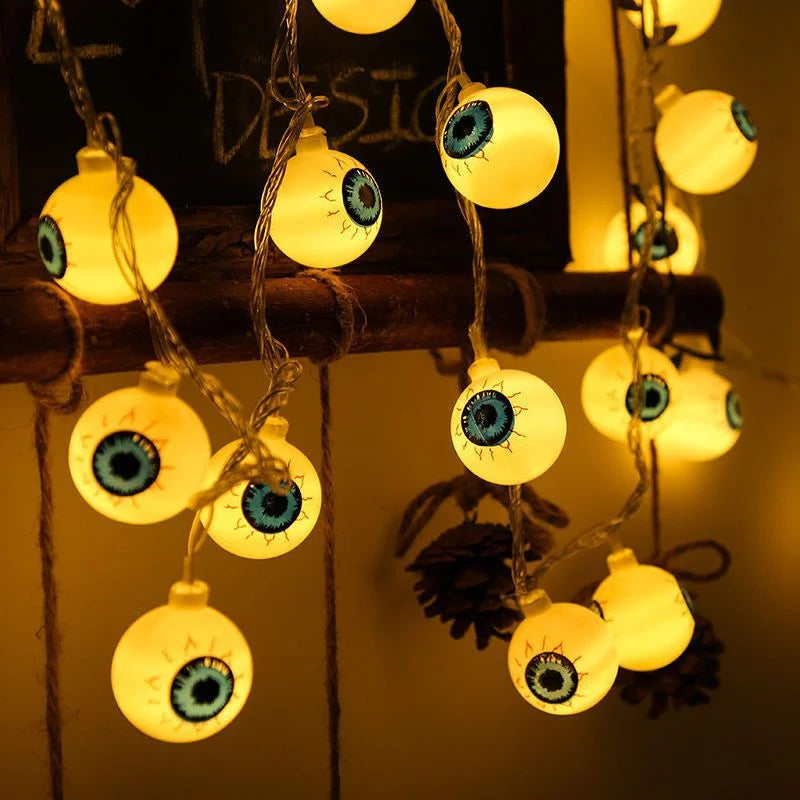 Halloween Eyeball Led String Lights Indoor Atmosphere Christmas Decoration Girl Room Battery Lights Outdoor Waterproof Outdoor Vue