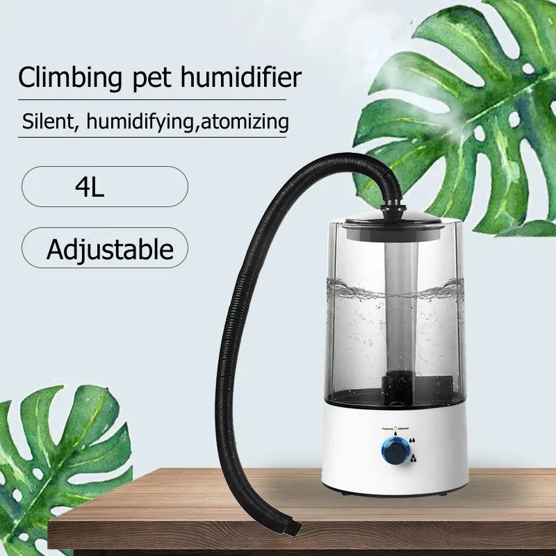 Mute Reptiles Humidifier 4L Large Capacity Mist Fogger Lizard Tortoise Atomizer Water Machine Telescopic for Amphibians Reptile Vue
