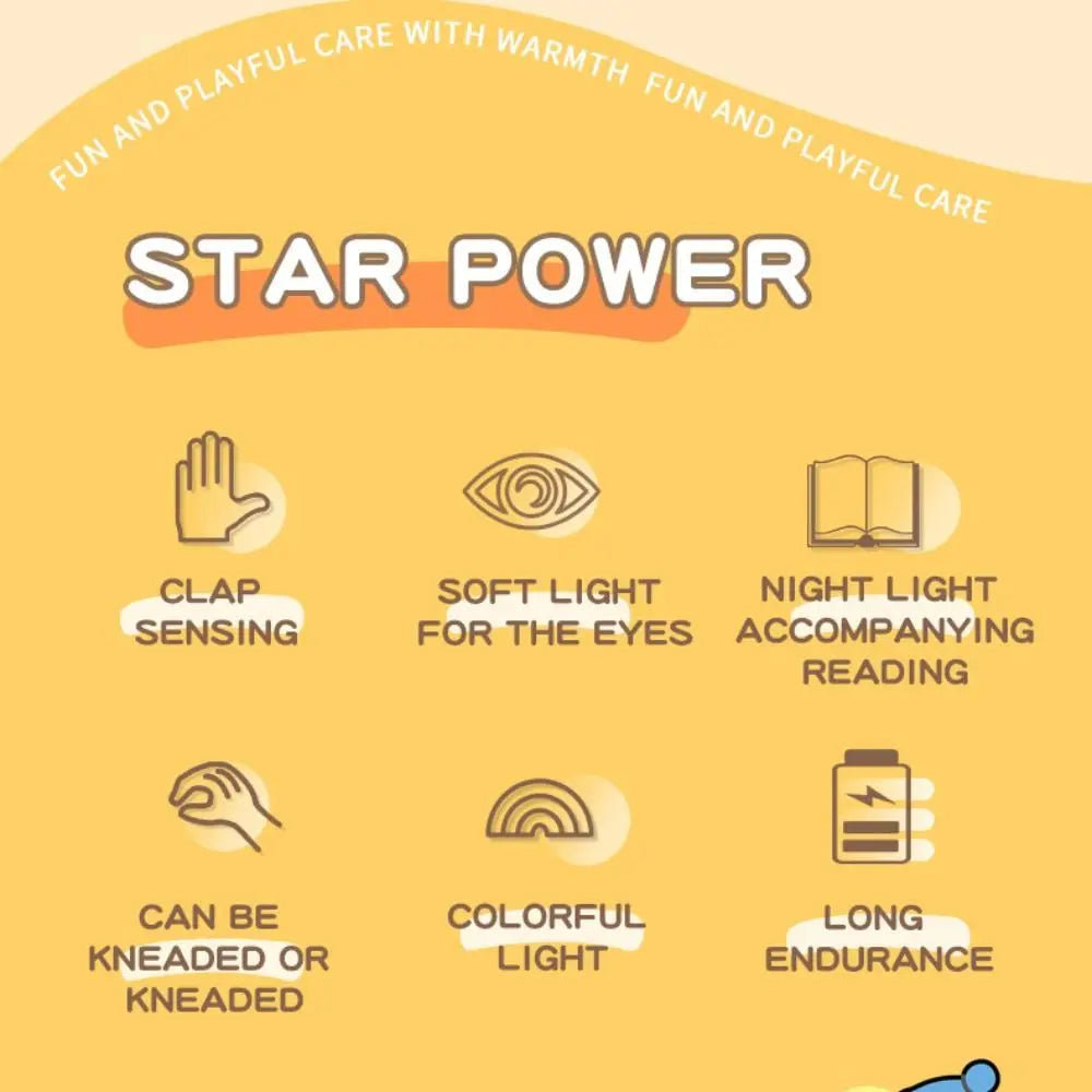 Rechargeable USB LED Star Night Light Colorful Light Soft Silicone Sleeping Lamp Glowing Effect Remote Control Touch Table Lamp Vue