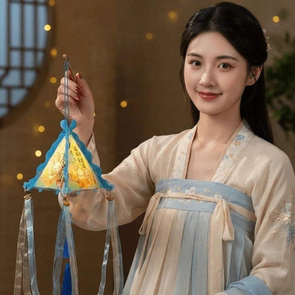 Triangular Triangle Lantern Interlocking Corner Tabs Scalloped Edges Pyramid Shape Lamp High-Transmittance Vue