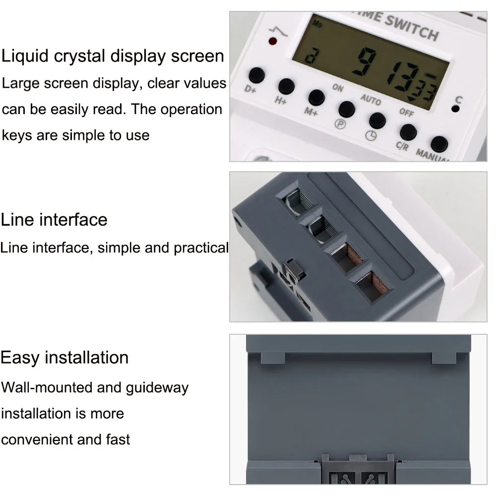 220V Timing Switch Time Controller Programmable Time Controller Switch Relay LCD Display 28 Groups Number Setting Timing Switch Vue