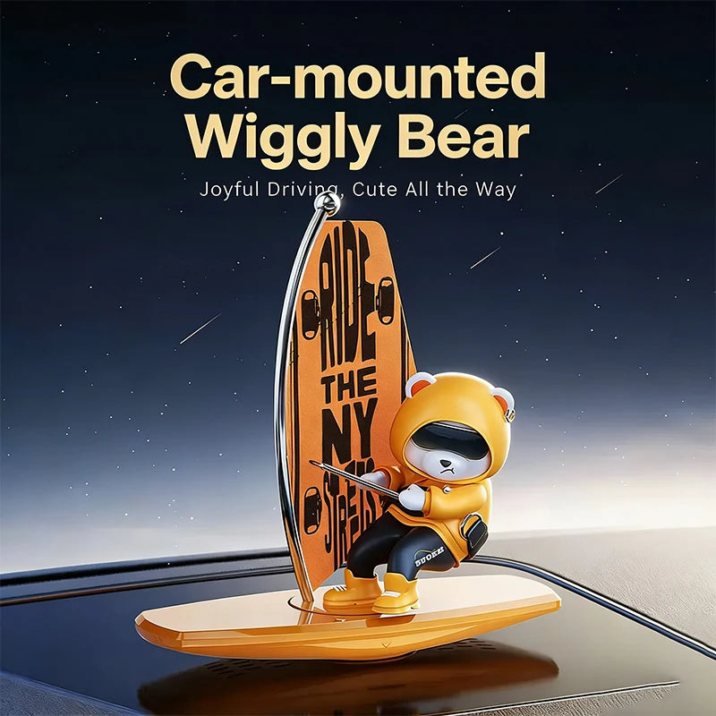 Dashboard Car Decorations sailboat Bear Magnetic Parking Number Plate Creative Car Cartoon Interior Interior Accessories Vue