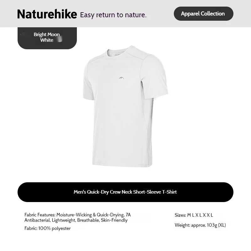 Naturehike Men's Quick-Dry Hiking T-Shirt | Breathable Gym Top Men's Hiking T-Shirt Vue Moon White XXL