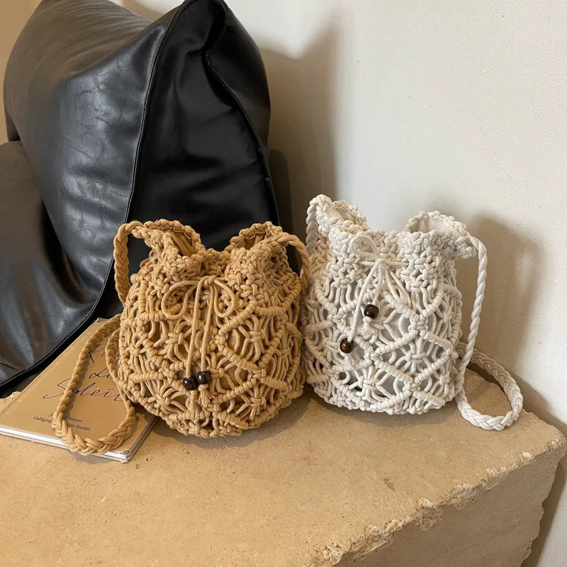 Cotton Rope Woven Women's Shoulder Bag Bohemian Handmade Crossbody