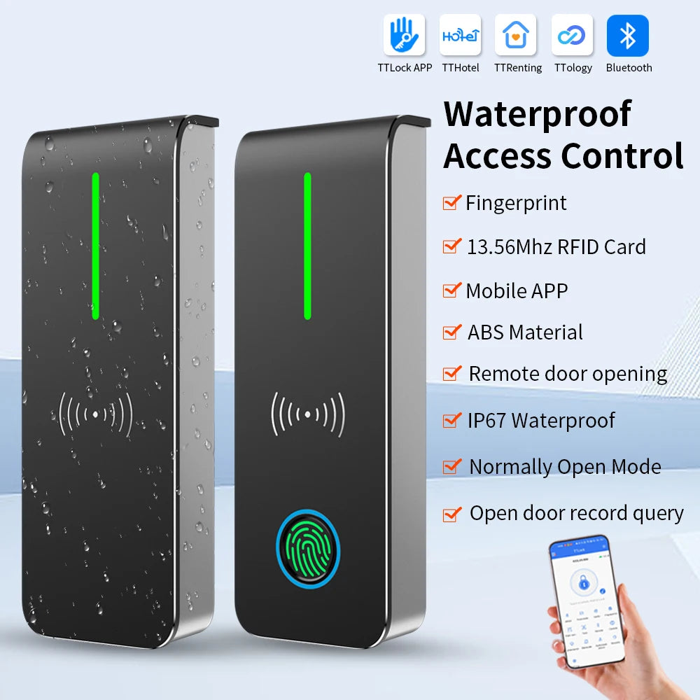 TTLock NFC IP67 Access Control 13.56MHZ Card APP Bluetooth Remote Door Opening Normally Open Mode with Record Query Function Vue