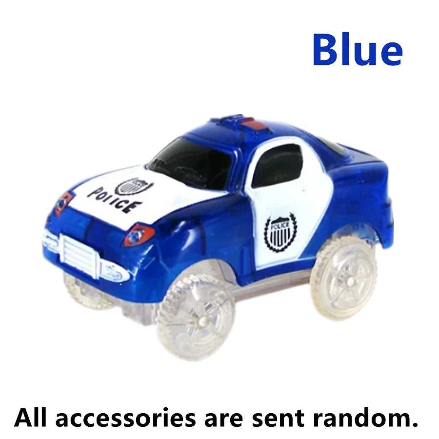 Mini Tracks Cars, LED Light Race cars for Magic Tracks Glow in the Dark, Compatible with Most Car Tracks Gifts for Kids Vue Blue
