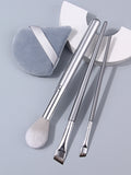 4Pcs Professional Makeup Brush Tools Set, Blush yebrow Cosmetic Brushes Kit with Triangle Powder Puff for Face Eye Makeup Vue Other