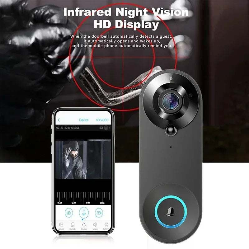 1080P HD Smart Wireless Doorbell WiFi Video Doorbell Night Vision Tuya Smart Home Security Motion Detect Door Bell Camera Vue
