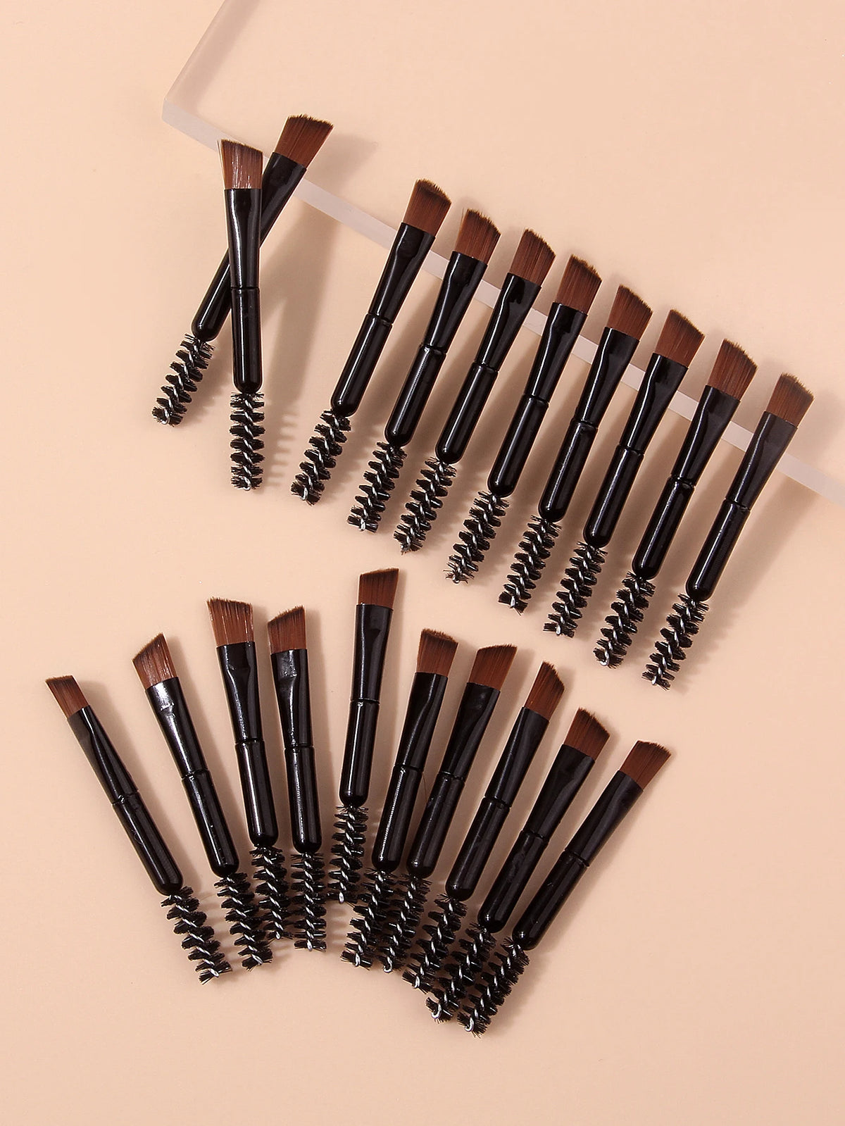 Professional Double‑Ended Eyebrow Brush, Angled Head Brow Contour & Spoolie Mascara Wand Makeup Brushes, Portable Eye Make Tools Vue