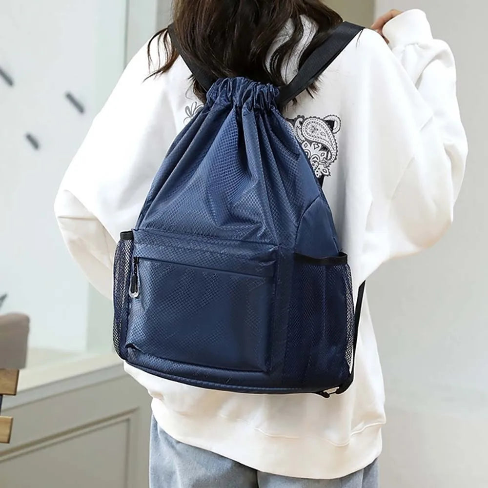 Portable Gym Drawstring Bag Quick Drying Large Capacity Oxford Cloth Backpack Adjustable Straps Anti-splash Water Vue