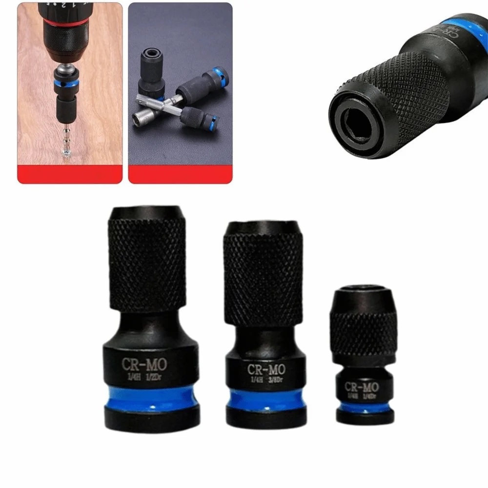 3Pcs 1/2 3/8 1/4-Inch Impact Hex Converter Impact Grade Quick Release Hex Socket Adapter Bolt Extractor Wrench Adapter Vue