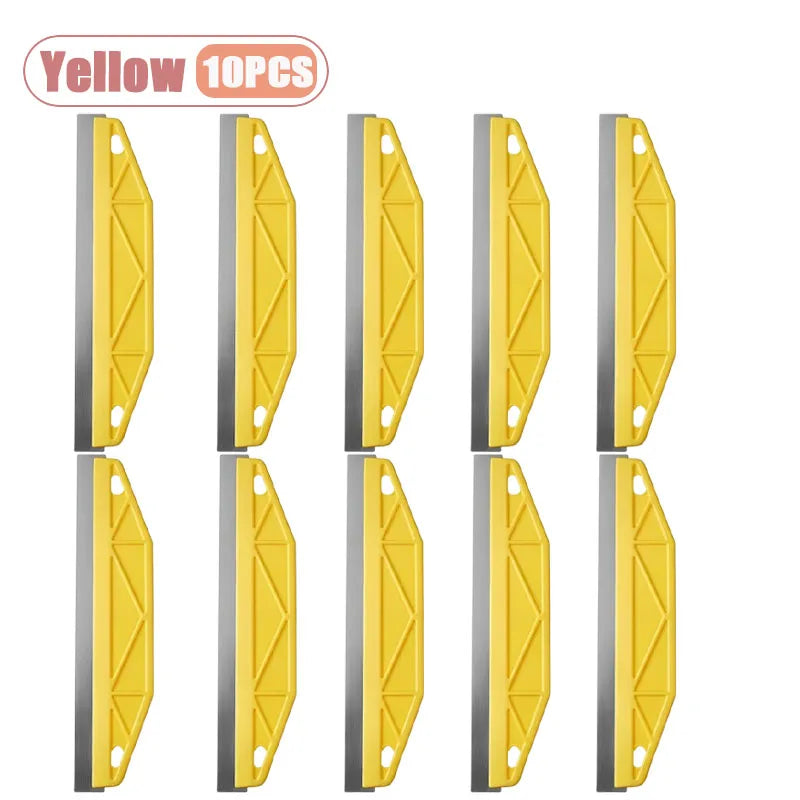1-10PC Stainless Steel Flexible Scraper Knife Plastic Handle Drywall Putty Trowel for Wallpaper Cleaning Caulk Remover Mud Vue Yellow-10PCS