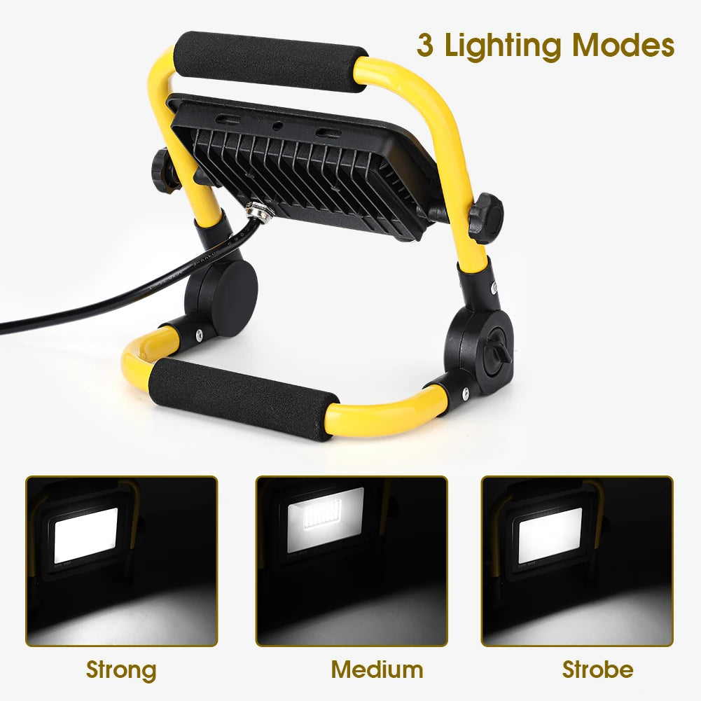 Portable LED Flood Light LED Work Light Portable LED Flood Light IP65 Waterproof Spotlight 5M Wire Plug Emergency Lights Stand Vue