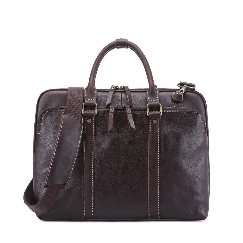 First Layer Cowhide Messenger Bag, New Men's Genuine Leather Business Portable Shoulder Briefcase High Sense Vue A