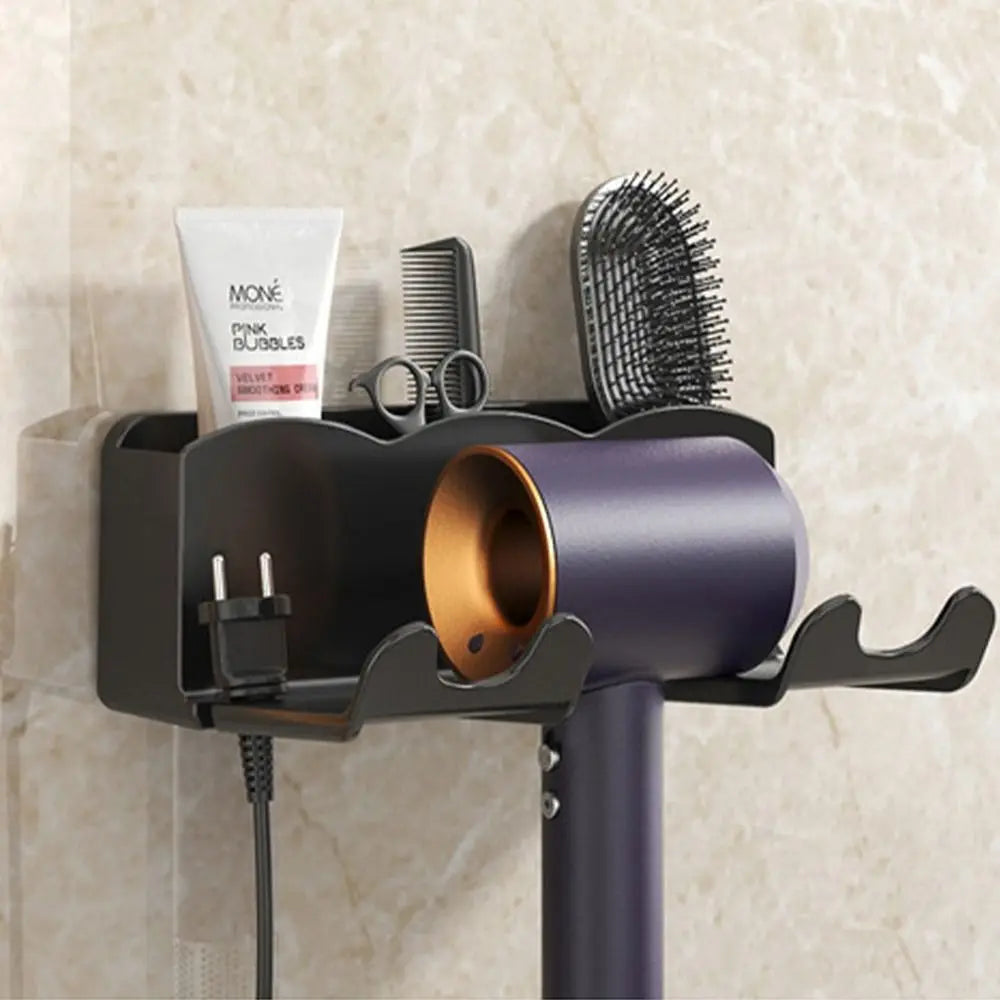 Plastic Hair Dryer Holder Wall-Mounted With Free Punching Blower Holder Stylish Hair Dryer Rack Storage And Sorting Bracket Vue