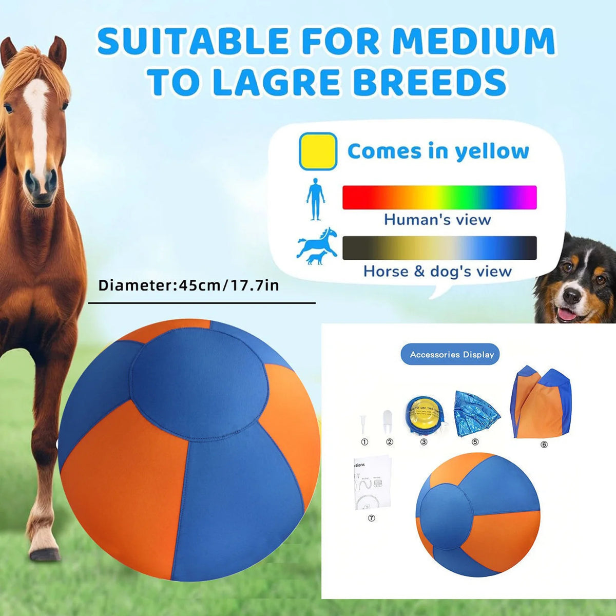 Herding Ball for Dogs – Jolly Ball for Large Active Breeds Interactive Dog Toy Vue