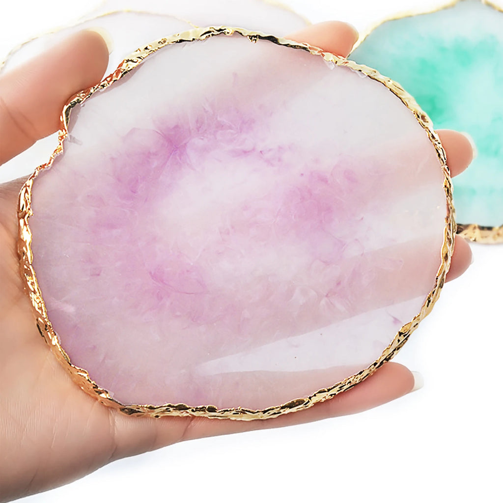 Display Shelf 1PC Round Resin Agate Stone Nail Art Palette False Nail Tips Mixing Color Drawing Pallet Manicure Tool Gel Polish Vue