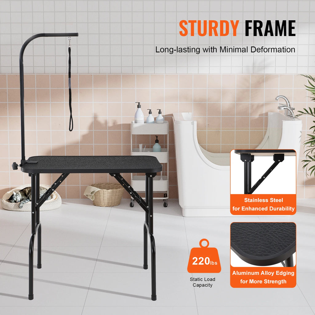 SucceBuy Foldable Dog Grooming Table | Dual Arms & Loop Dog Grooming Table Vue