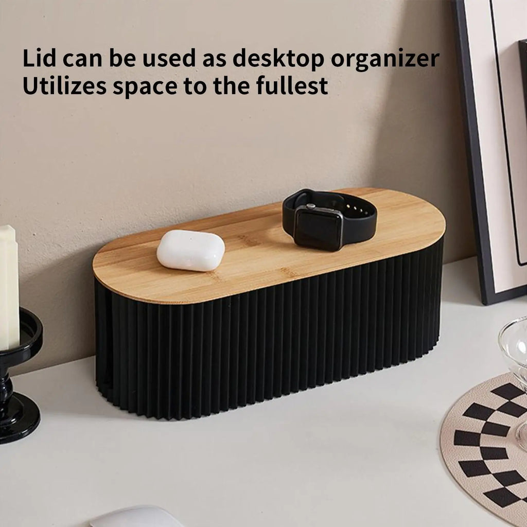 Cable Storage Box Wire Organizer Cord Holder Desktop Wire Management Box Outlet Hider Protector for Home Office Wire Tidying Vue