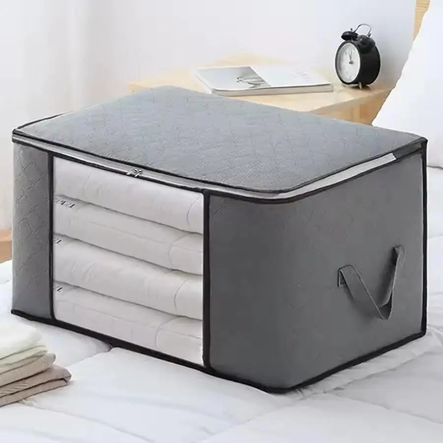 Moistureproof Clothes Storage Bag Large Quilt Blanket Organizer Box Portable Wardrobe Garment Packing Pouch with Visible Window Vue