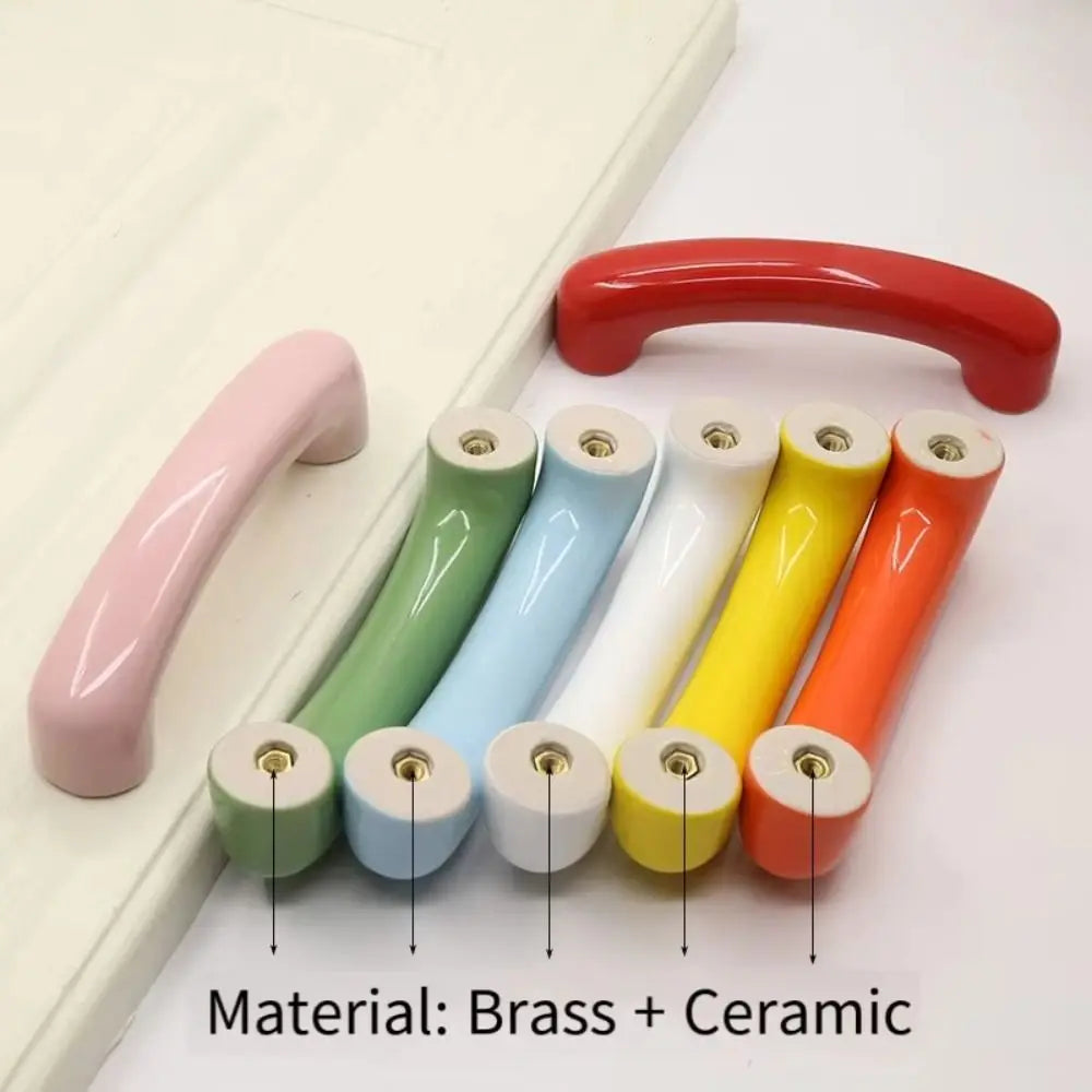 Colorful Design Cabinet Handle Comfortable Feel High Appearance Quality Brass Ceramic Handle Versatile Style Simple Design Vue