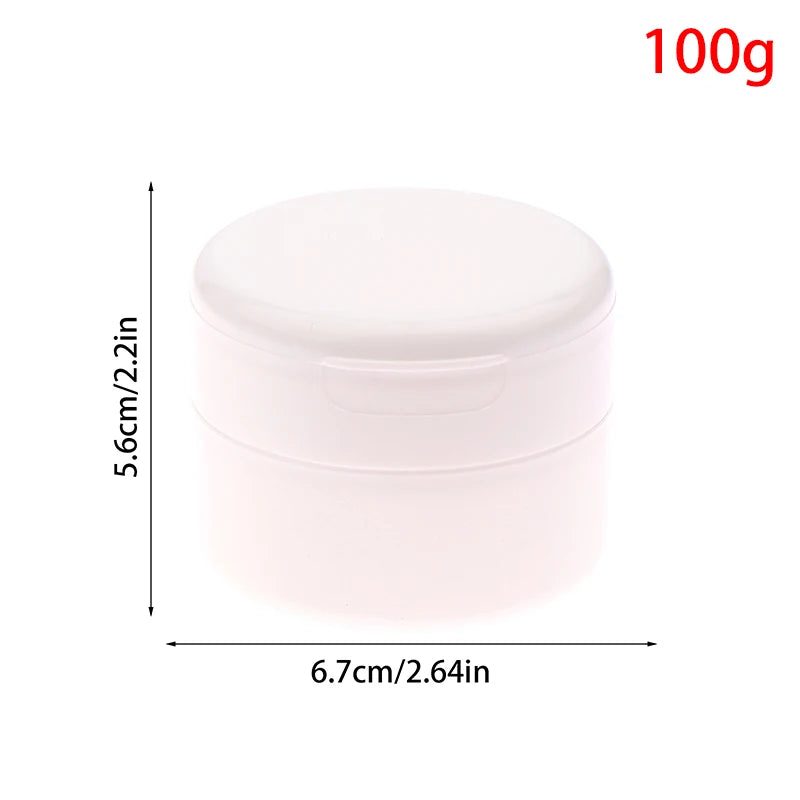 100/150g Empty Pot Flip Cover Makeup Jar With Spoon Refillable Bottles Travel Face Cream Lotion Cosmetic Cotton Pad Container Vue 100g White