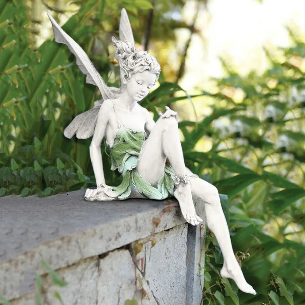 Flower Fairy Garden Sculpture – Resin Angel Girl Figurine Garden Figurine Vue