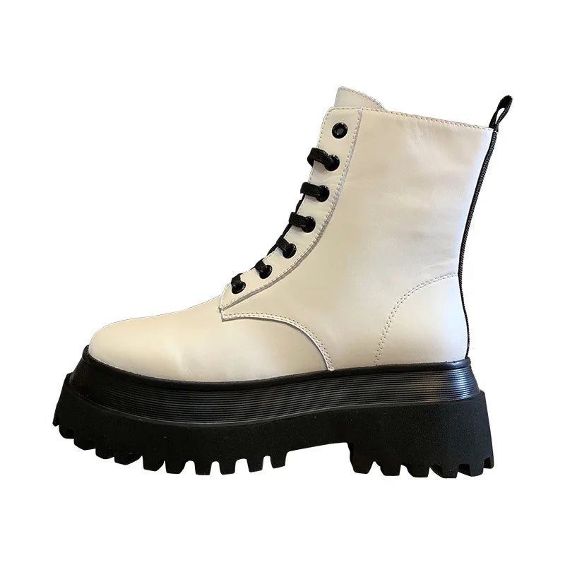 Women's Platform Ankle Boots – Lace-Up Square Heel Short Boots Platform Ankle Boots Vue