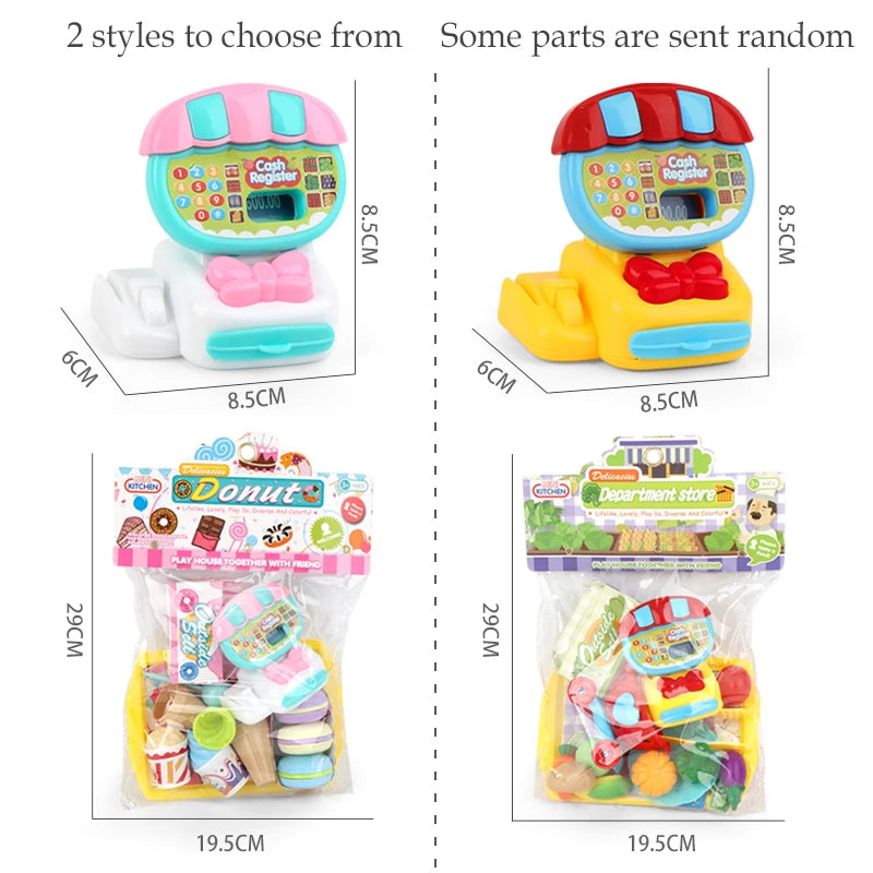 Cash Register Toys Play Calculator Cash, Play Money Ice Cream Vegetables Electronic Calculator Realistic for 3+ Years Old Child Vue