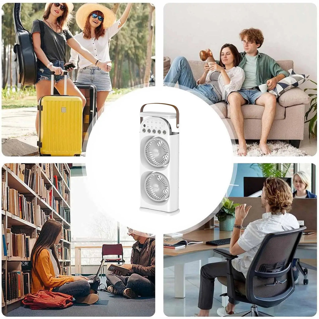 Tower Fan with Remote, 3-Speed Desktop Cooling Fan, 7-Color LED Light & Misting Function for Home Office Living Room Bedroom Vue